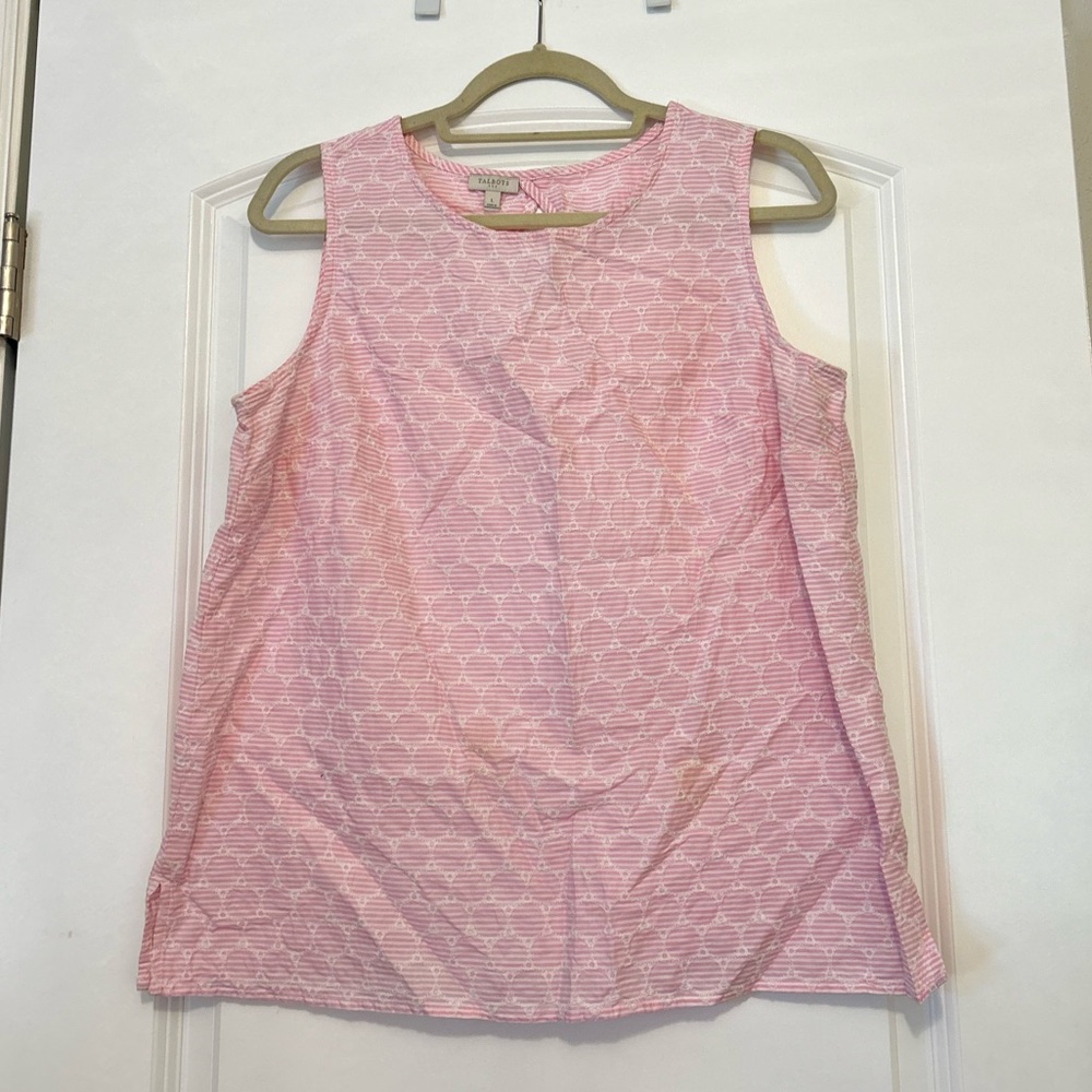 Talbots Pink Patterned Sleeveless Blouse size large